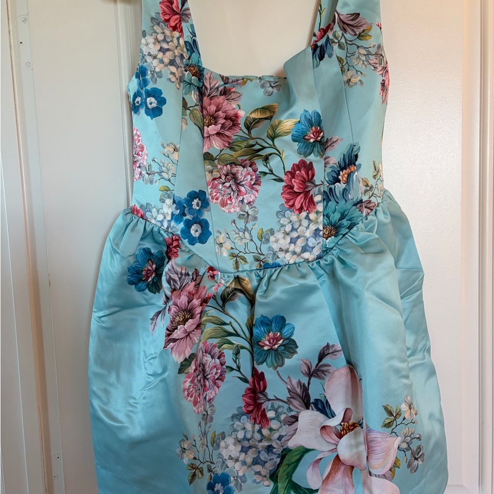 Anthropologie Maeve, fully lined “Blue Patte”Floral Dress